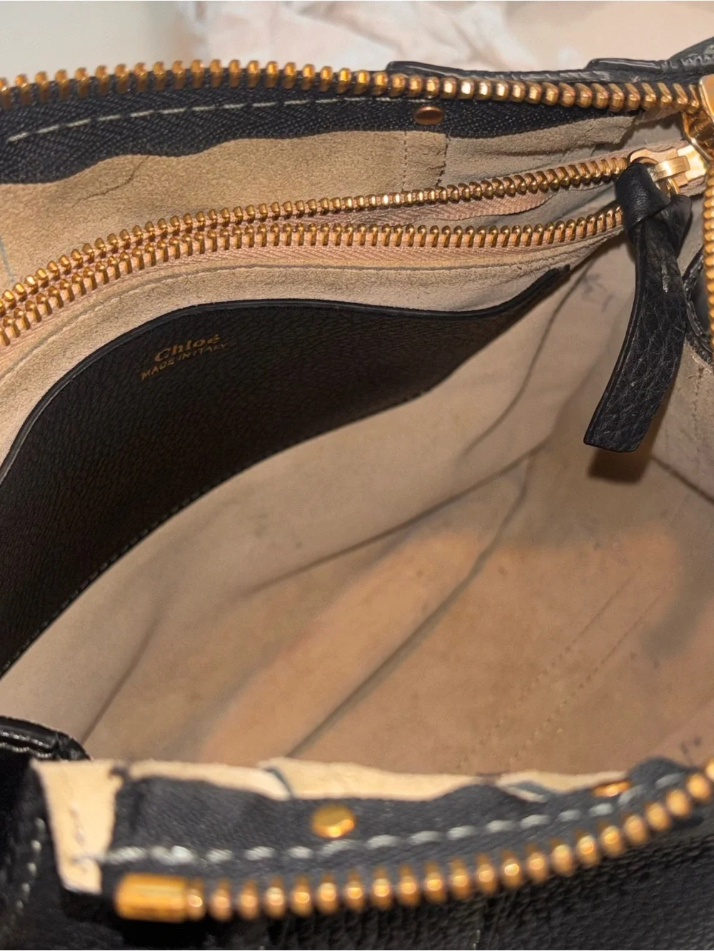 Chloe Hayley Leather Shoulder Bag with Gold Accents
